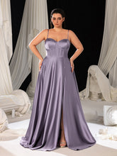 Plus Satin Cami Evening Gown with Sweetheart Neckline & Full Skirt – Timeless Elegance for High-Profile Charity Galas or Luxury Art Gallery Openings, 1XL-5XL